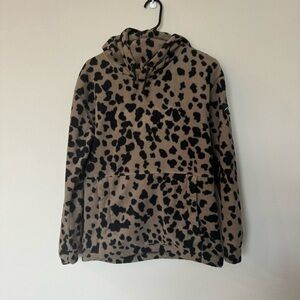 Women's Small Dope Snow Fleece Leopard Print Ski Snowboard Hoodie